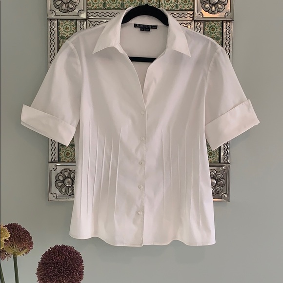 Lafayette 148 New York Tops - Lafayette 148 Pin-tuck Stretch Button Down Shirt